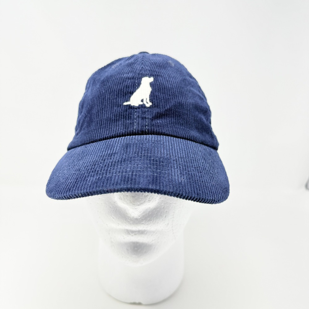 Life is‎ Good Navy Blue Corduroy Baseball Cap Embroidered Dog Logo Dad Hat